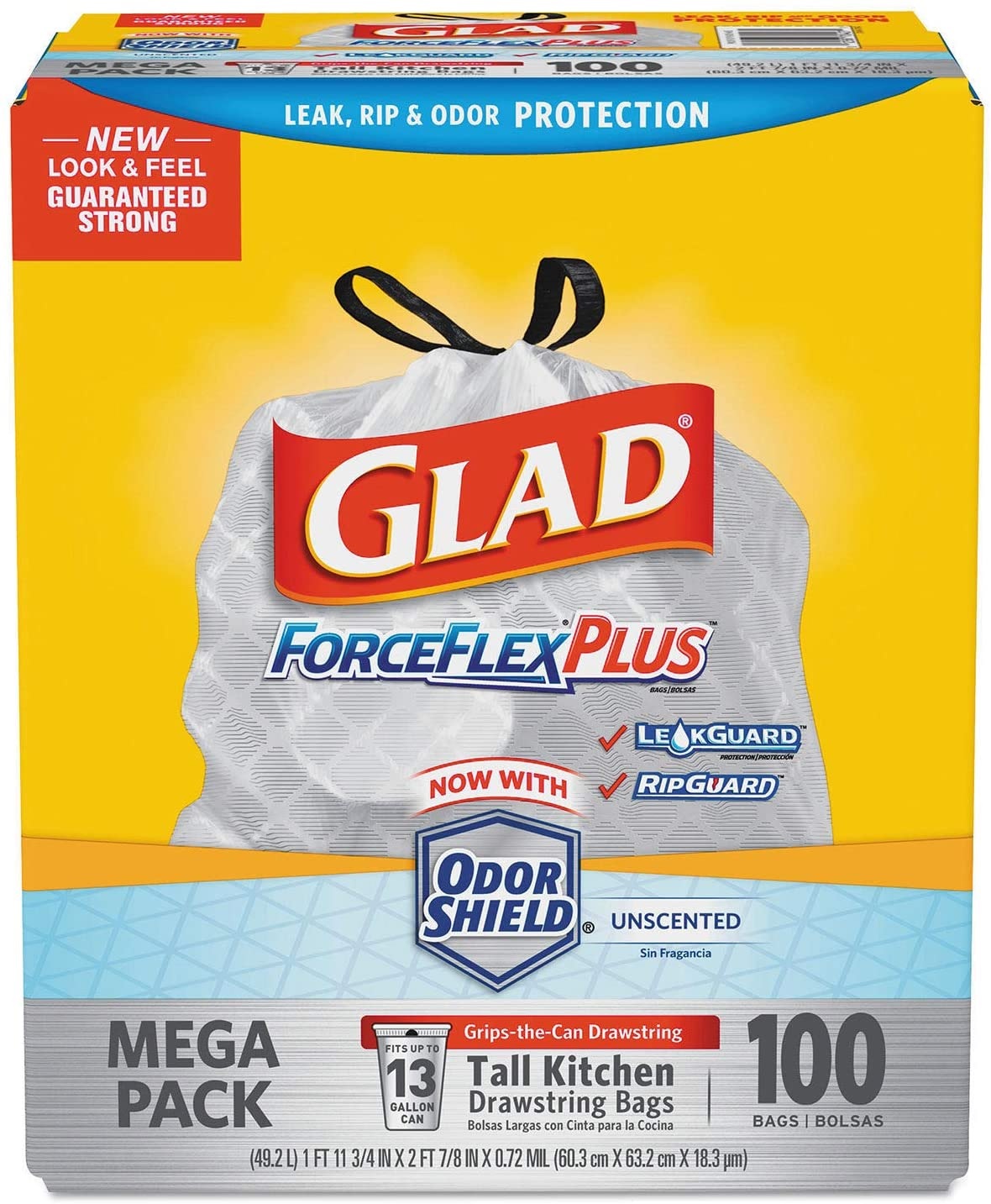 Glad Part # 70427 - Glad Forceflexplus 13 Gal. White Tall Kitchen