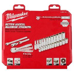Milwaukee 1/4 in. Drive Metric Ratchet and Socket Mechanics Tool Set (28-Piece)